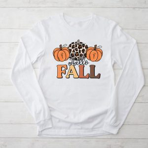 Thanksgiving Family Shirts Retro Hello Fall Leopard Special Longsleeve Tee