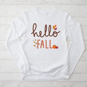 Thanksgiving Family Shirts Retro Hello Fall Leopard Special Longsleeve Tee