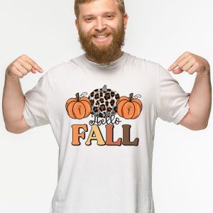 Retro Hello Fall Shirt Leopard Pumpkin Autumn Season T Shirt 2 1