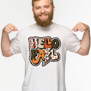 Retro Hello Fall Shirt Leopard Pumpkin Autumn Season T Shirt 2