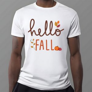 Retro Hello Fall Shirt Leopard Pumpkin Autumn Season T Shirt 3 3