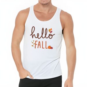 Retro Hello Fall Shirt Leopard Pumpkin Autumn Season Tank Top 3 3