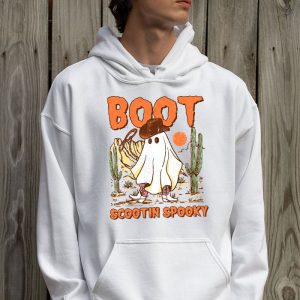 Retro Western Halloween Cowboy Ghost Boot Scootin Spooky Hoodie 2 3