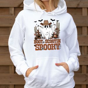 Retro Western Halloween Cowboy Ghost Boot Scootin Spooky Hoodie 3 4