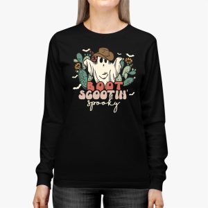 Retro Western Halloween Cowboy Ghost Boot Scootin Spooky Longsleeve Tee 2 1