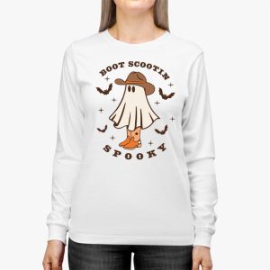 Retro Western Halloween Cowboy Ghost Boot Scootin Spooky Longsleeve Tee 2 2