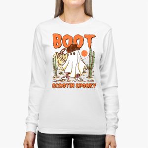 Retro Western Halloween Cowboy Ghost Boot Scootin Spooky Longsleeve Tee 2 3