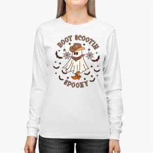 Retro Western Halloween Cowboy Ghost Boot Scootin Spooky Longsleeve Tee 2