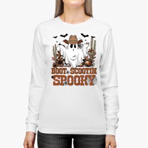 Retro Western Halloween Cowboy Ghost Boot Scootin Spooky Longsleeve Tee 2 4