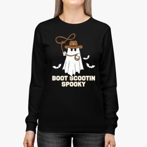 Retro Western Halloween Cowboy Ghost Boot Scootin Spooky Longsleeve Tee 2 5