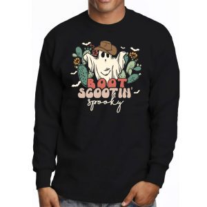 Retro Western Halloween Cowboy Ghost Boot Scootin Spooky Longsleeve Tee 3 1