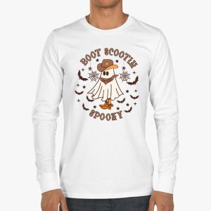 Retro Western Halloween Cowboy Ghost Boot Scootin Spooky Longsleeve Tee 3