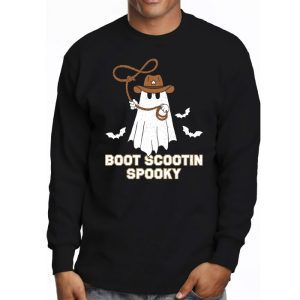 Retro Western Halloween Cowboy Ghost Boot Scootin Spooky Longsleeve Tee 3 5