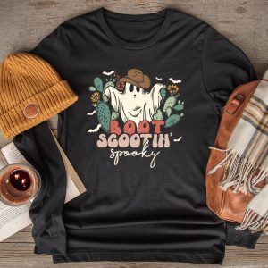 Funny Halloween Shirts Cowboy Ghost Boot Scootin Spooky Longsleeve Tee