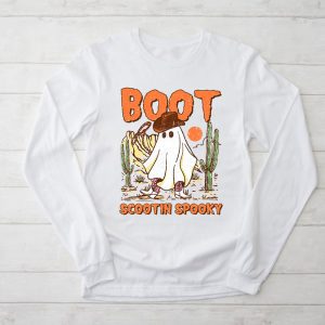 Retro Western Halloween Cowboy Ghost Boot Scootin Spooky Longsleeve Tee