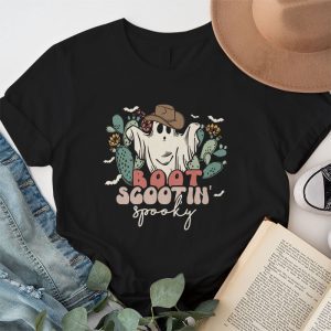 Retro Western Halloween Cowboy Ghost Boot Scootin Spooky T Shirt 1 1