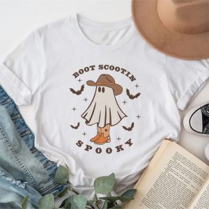 Retro Western Halloween Cowboy Ghost Boot Scootin Spooky T Shirt 1 2