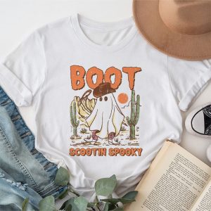 Retro Western Halloween Cowboy Ghost Boot Scootin Spooky T Shirt 1 3