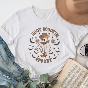 Retro Western Halloween Cowboy Ghost Boot Scootin Spooky T Shirt 1