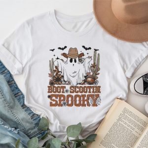 Retro Western Halloween Cowboy Ghost Boot Scootin Spooky T Shirt 1 4