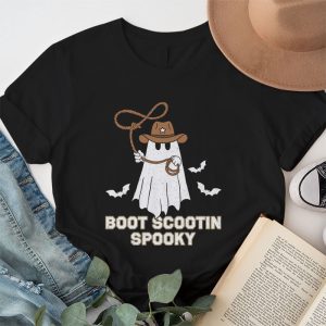 Retro Western Halloween Cowboy Ghost Boot Scootin Spooky T Shirt 1 5