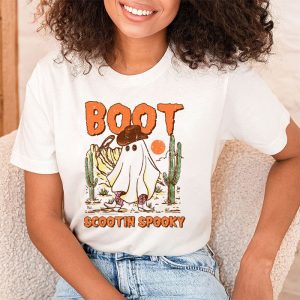 Retro Western Halloween Cowboy Ghost Boot Scootin Spooky T Shirt 2 3