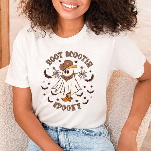 Retro Western Halloween Cowboy Ghost Boot Scootin Spooky T Shirt 2