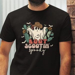 Retro Western Halloween Cowboy Ghost Boot Scootin Spooky T Shirt 3 1