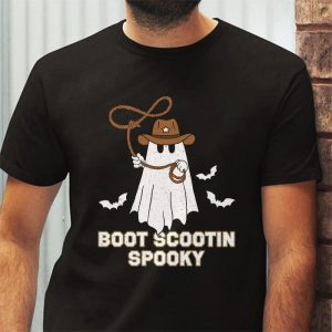 Retro Western Halloween Cowboy Ghost Boot Scootin Spooky T Shirt 3 5