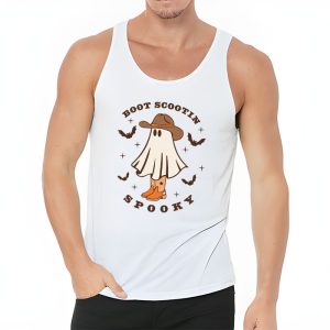 Retro Western Halloween Cowboy Ghost Boot Scootin Spooky Tank Top 3 2