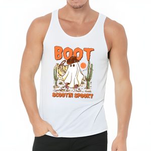 Retro Western Halloween Cowboy Ghost Boot Scootin Spooky Tank Top 3 3