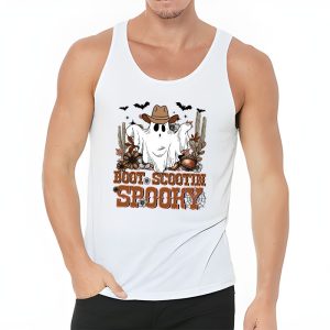 Retro Western Halloween Cowboy Ghost Boot Scootin Spooky Tank Top 3 4