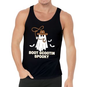 Retro Western Halloween Cowboy Ghost Boot Scootin Spooky Tank Top 3 5