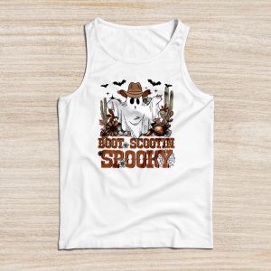 Funny Halloween Shirts Cowboy Ghost Boot Scootin Spooky Tank Top