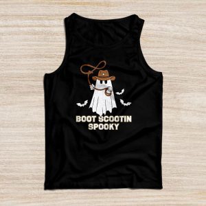 Funny Halloween Shirts Cowboy Ghost Boot Scootin Spooky Tank Top