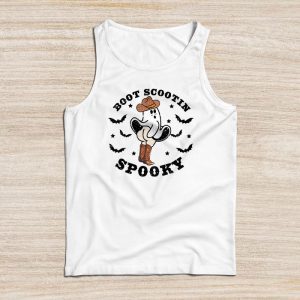 Funny Halloween Shirts Cowboy Ghost Boot Scootin Spooky Tank Top