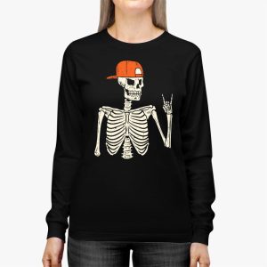 Rocker Skeleton Hand Rock On Costume Funny Halloween Gifts Longsleeve Tee 2 1