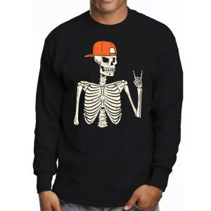 Rocker Skeleton Hand Rock On Costume Funny Halloween Gifts Longsleeve Tee 3 1