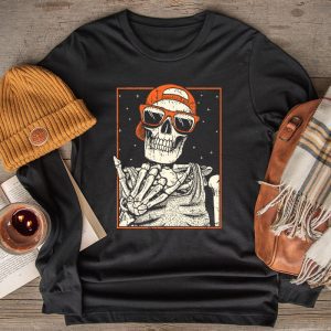 Rocker Skeleton Hand Rock On Costume Funny Halloween Gifts Longsleeve Tee