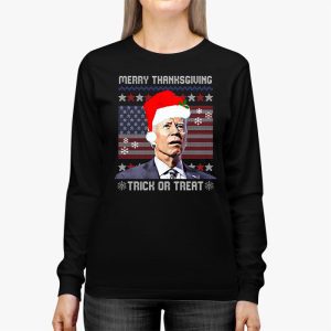 Santa Biden Merry Thanksgiving Trick Or Treat Christmas meme Longsleeve Tee 2 1