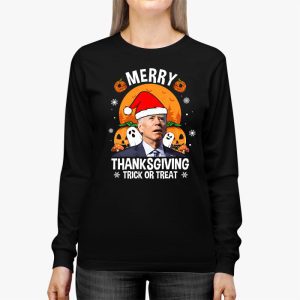 Santa Biden Merry Thanksgiving Trick Or Treat Christmas meme Longsleeve Tee 2 2