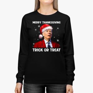 Santa Biden Merry Thanksgiving Trick Or Treat Christmas meme Longsleeve Tee 2 3