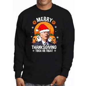 Santa Biden Merry Thanksgiving Trick Or Treat Christmas meme Longsleeve Tee 3 2