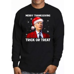 Santa Biden Merry Thanksgiving Trick Or Treat Christmas meme Longsleeve Tee 3 3