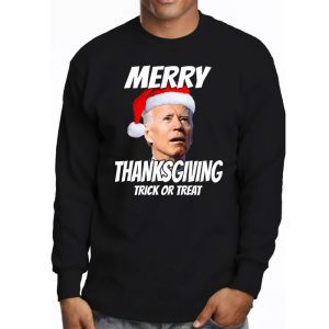 Santa Biden Merry Thanksgiving Trick Or Treat Christmas meme Longsleeve Tee 3