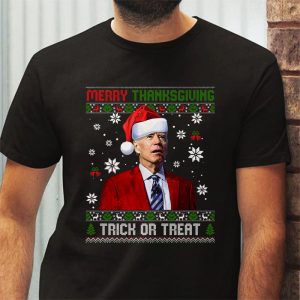 Santa Biden Merry Thanksgiving Trick Or Treat Christmas meme T Shirt 3 4