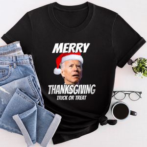 Funny Christmas Shirts Santa Biden Merry Thanksgiving Trick Or Treat T-Shirt