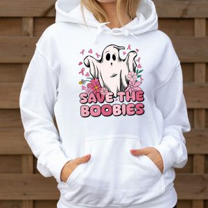 Save The Boobies Ghost Halloween Pink Ribbon Breast Cancer Hoodie 3 3