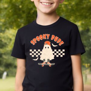 Skateboard Boo Spooky Jack O Lantern Halloween Costumes Boys T Shirt 2