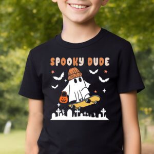 Skateboard Boo Spooky Jack O Lantern Halloween Costumes Boys T Shirt 2 4